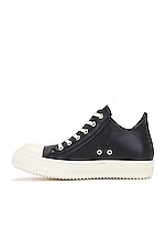 Rick Owens Low Calf Leather Sneaker In Black &amp; Milk in Black & Milk, view 5, click to view large image.