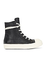 Rick Owens Ramone Sneaker in Black & Milk, view 1, click to view large image.