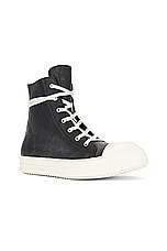 Rick Owens Ramone Sneaker in Black & Milk, view 2, click to view large image.