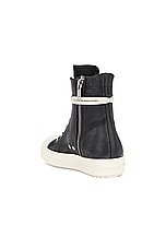 Rick Owens Ramone Sneaker in Black & Milk, view 3, click to view large image.