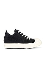 Rick Owens Ramone Low Sneaker in Black & Milk, view 1, click to view large image.
