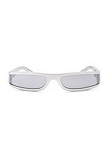 Rick Owens Fog Sunglasses in Silver & Silver, view 1, click to view large image.