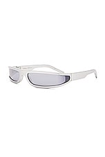 Rick Owens Fog Sunglasses in Silver & Silver, view 2, click to view large image.
