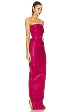 Rick Owens Bustier Leather Gown in Fuchsia, view 2, click to view large image.
