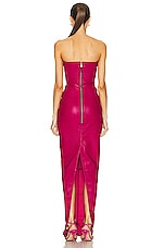 Rick Owens Bustier Leather Gown in Fuchsia, view 3, click to view large image.