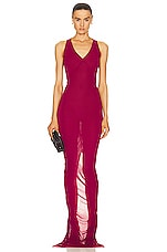 Rick Owens V Neck Column Dress in Fuchsia, view 1, click to view large image.