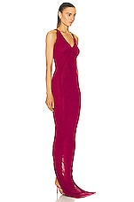 Rick Owens V Neck Column Dress in Fuchsia, view 2, click to view large image.