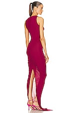 Rick Owens V Neck Column Dress in Fuchsia, view 3, click to view large image.