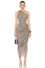 Rick Owens Lido Draped Dress in Dust, view 1, click to view large image.