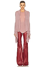 Rick Owens Medium Wrap Cardigan in Dusty Pink, view 1, click to view large image.