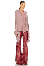 Rick Owens Medium Wrap Cardigan in Dusty Pink, view 2, click to view large image.