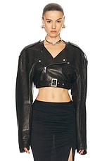 Rick Owens Micro Biker Jacket in Black, view 1, click to view large image.