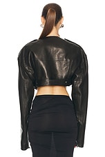 Rick Owens Micro Biker Jacket in Black, view 4, click to view large image.