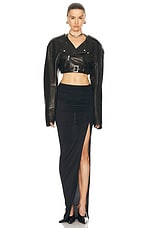 Rick Owens Micro Biker Jacket in Black, view 5, click to view large image.