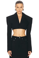 Rick Owens Cropped Blazer in Black, view 2, click to view large image.