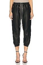 Rick Owens Cropped Track Pant in Black, view 1, click to view large image.