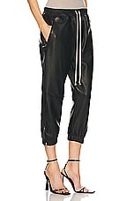 Rick Owens Cropped Track Pant in Black, view 2, click to view large image.