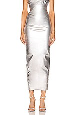 Rick Owens Denim Al Pillar Midi Skirt in Aluminum | FWRD