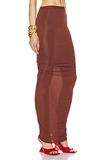 Rick Owens Shrimp Long Skirt in Henna Brown, view 2, click to view large image.
