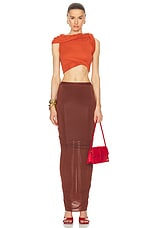Rick Owens Shrimp Long Skirt in Henna Brown, view 4, click to view large image.