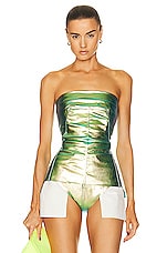Rick Owens Bustier Top in Iridescent, view 1, click to view large image.