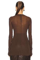 Rick Owens Ribbed Long Sleeve Top in Brown, view 3, click to view large image.
