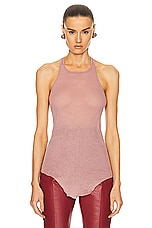 Rick Owens Basic Rib Tank in Dusty Pink, view 1, click to view large image.