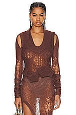 Rick Owens Cropped Spider Banana Top in Henna, view 1, click to view large image.