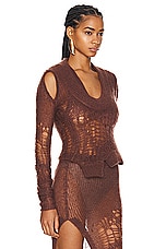 Rick Owens Cropped Spider Banana Top in Henna, view 2, click to view large image.
