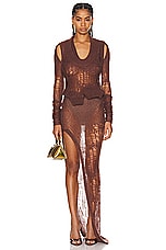 Rick Owens Cropped Spider Banana Top in Henna, view 4, click to view large image.