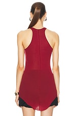 Rick Owens Rib Tank Top in Cherry, view 3, click to view large image.