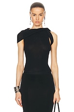 Rick Owens Asymmetric Twist Top in Black, view 1, click to view large image.