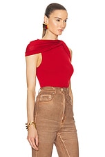 Rick Owens Asymmetric Twist Top in Cardinal Red, view 2, click to view large image.