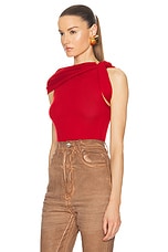 Rick Owens Asymmetric Twist Top in Cardinal Red, view 3, click to view large image.