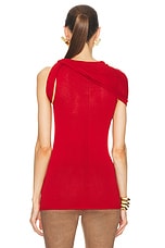 Rick Owens Asymmetric Twist Top in Cardinal Red, view 4, click to view large image.