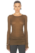 Rick Owens Rib Long Sleeve Top in Bean, view 1, click to view large image.