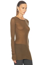 Rick Owens Rib Long Sleeve Top in Bean, view 2, click to view large image.