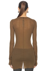 Rick Owens Rib Long Sleeve Top in Bean, view 3, click to view large image.