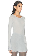 Rick Owens Rib Long Sleeve Top in Pale Blue, view 2, click to view large image.