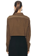 Rick Owens Cropped Shirt in Bean, view 3, click to view large image.