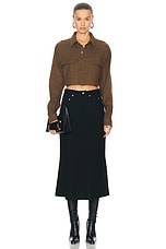 Rick Owens Cropped Shirt in Bean, view 4, click to view large image.