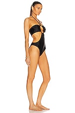 Rosetta Getty Drawstring Bandeau One Piece Swimsuit in Black, view 2, click to view large image.