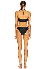 Rosetta Getty Drawstring Bandeau One Piece Swimsuit in Black, view 3, click to view large image.