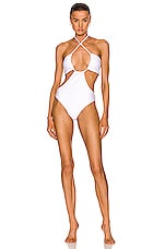 Rosetta Getty Drawstring Bandeau One Piece Swimsuit in White, view 1, click to view large image.