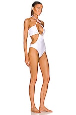 Rosetta Getty Drawstring Bandeau One Piece Swimsuit in White, view 2, click to view large image.