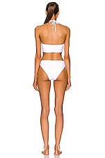 Rosetta Getty Drawstring Bandeau One Piece Swimsuit in White, view 3, click to view large image.