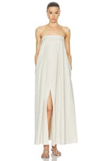 Rohe Strapless Volume Dress in Sand, view 1, click to view large image.