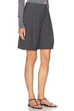 Rohe Tailored Wide Leg Shorts in Dark Grey Melange, view 2, click to view large image.