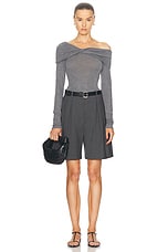 Rohe Tailored Wide Leg Shorts in Dark Grey Melange, view 5, click to view large image.