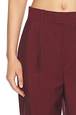 Rohe Wide Leg Single Pleated Tailored Trousers in Port Changeant, view 6, click to view large image.